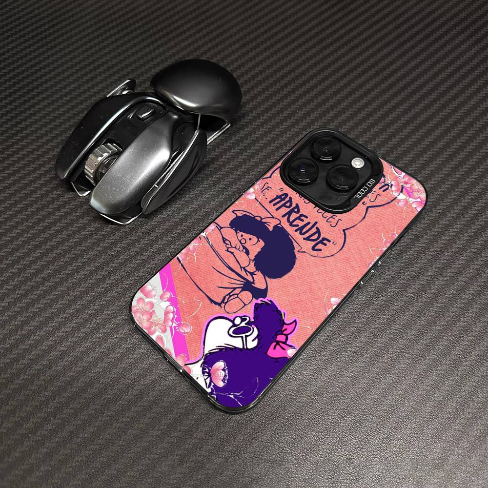 Cartoon M-MafaldaS Anime Phone Case Color Silver Shell For LPhone 17 16 16e 15 14 13 12 11 Pro Max Plus