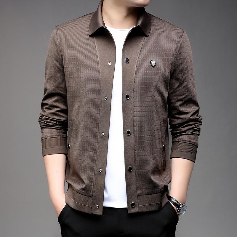 

2025 Весна и Осень Новая Повседневная Верхняя Одежда Тренд Моды Универсальная Куртка с Лацканами с Длинным Рукавом для Мужчин Утепленная Одежда XXXL