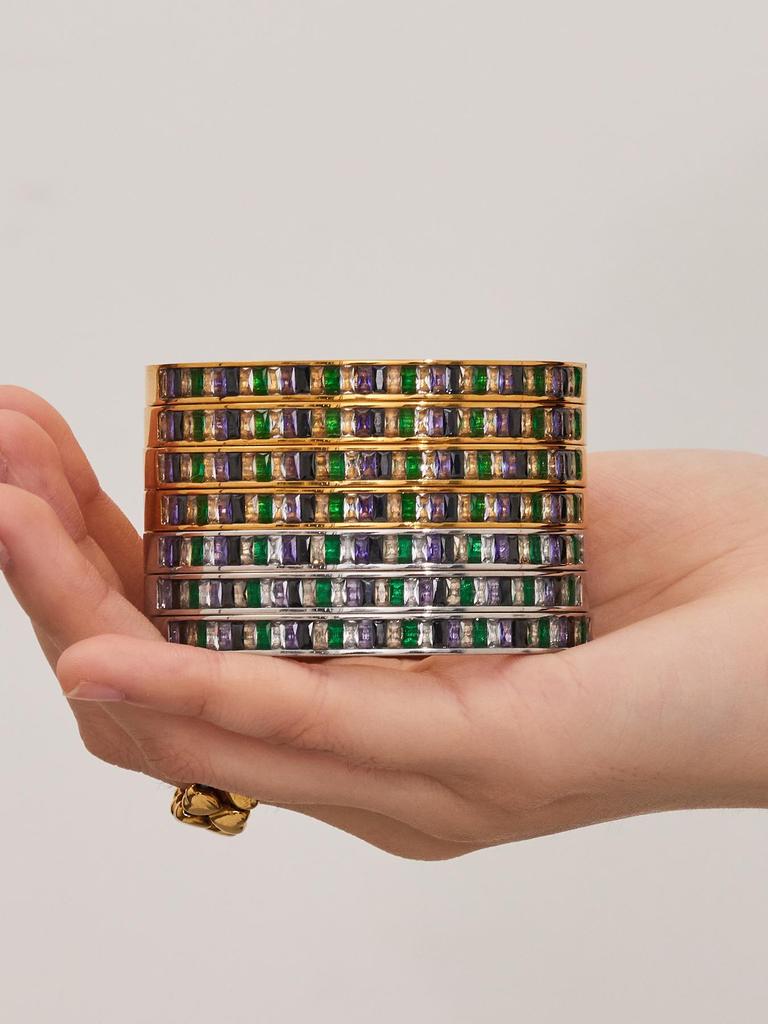 European & American Colored Zircon Bracelet - 18K Gold-Plated Stainless Steel with Unique Design & Luxury Buckle