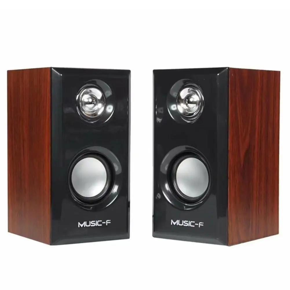 Altoparlanti USB cablati in legno Subwoofer stereo per basso Sound Box Ingresso AUX da 3,5 mm Altoparlanti per computer di alimentazione USB per PC desktop Smart Phone