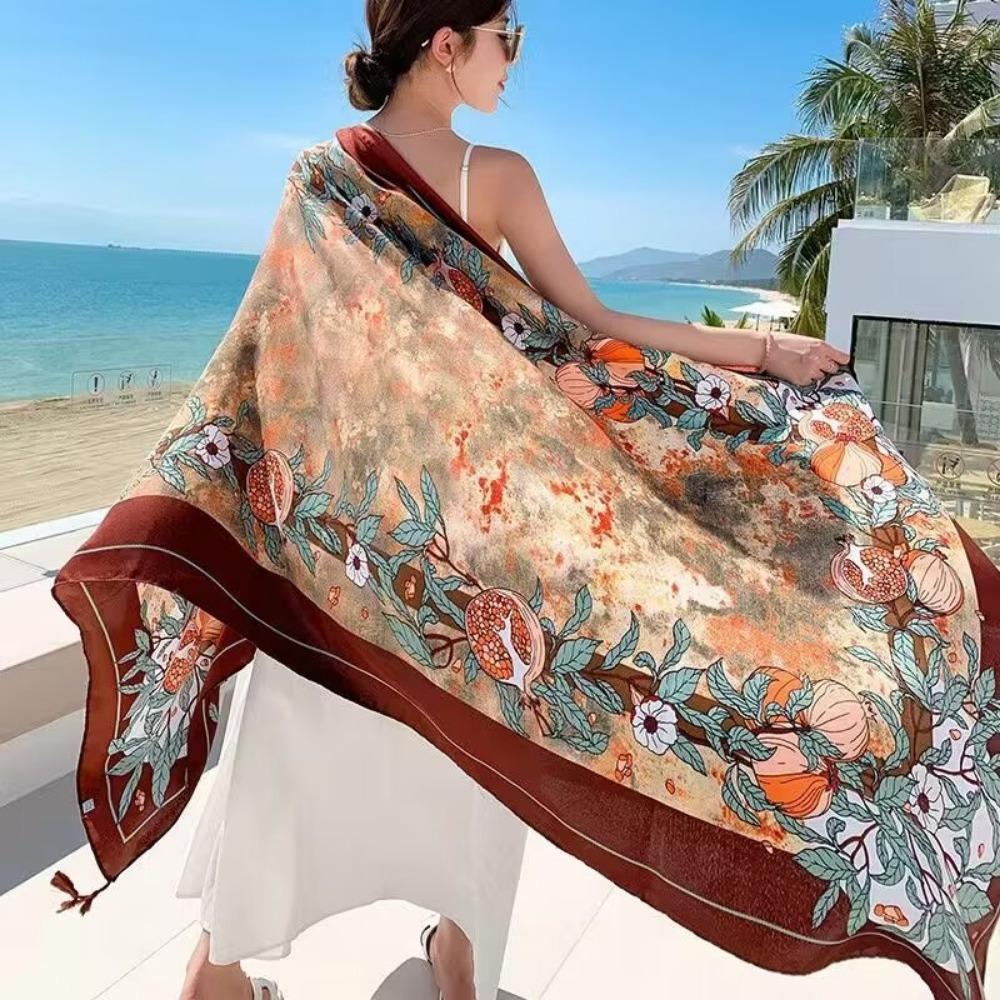 Chaka Salt Lake Great Northwest Tourism Ethnic Style Scarf Silk Scarf Women'S Summer Seaside Beach Shawl Sunscreen Thin