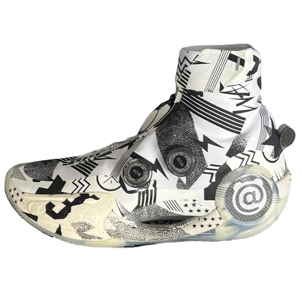Li Ning Slip Resistant Abrasion Resistant High top Basketball Shoes Men's Gray White ABER003-14