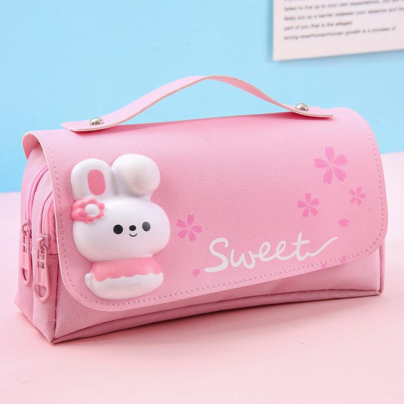 Stationery box pencil bag, primary school girl's simple large capacity, super cute girl's heart, decompression pencil case bag