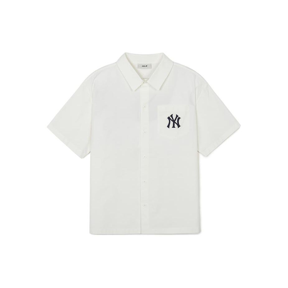 MLB New York Yankees SS24 Letter Locker Lässig Bequem Kurzarmhemd Unisex-Hemden Off-White 3AWSV0343-50WHS XXL white