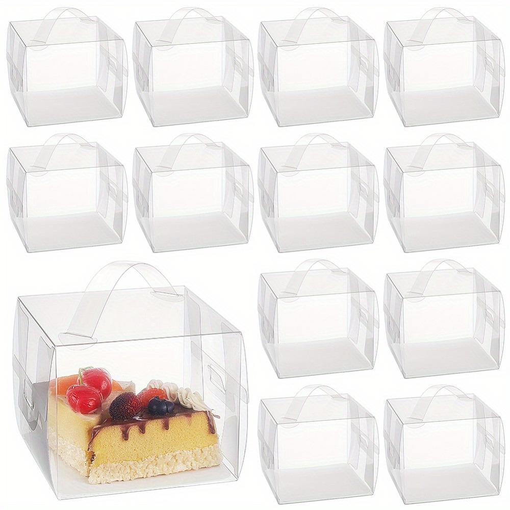 10pcs Transparent Cake Boxes: Foldable with Handles Perfect for Display & Gifting Bakery Delights