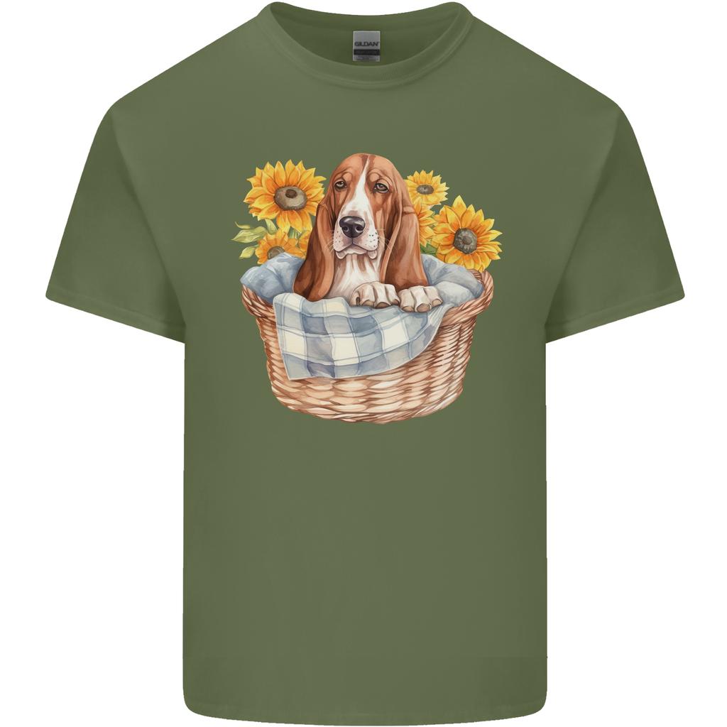 Basset Hound Dog In His Basket Unisexs Light Cotton TShirt