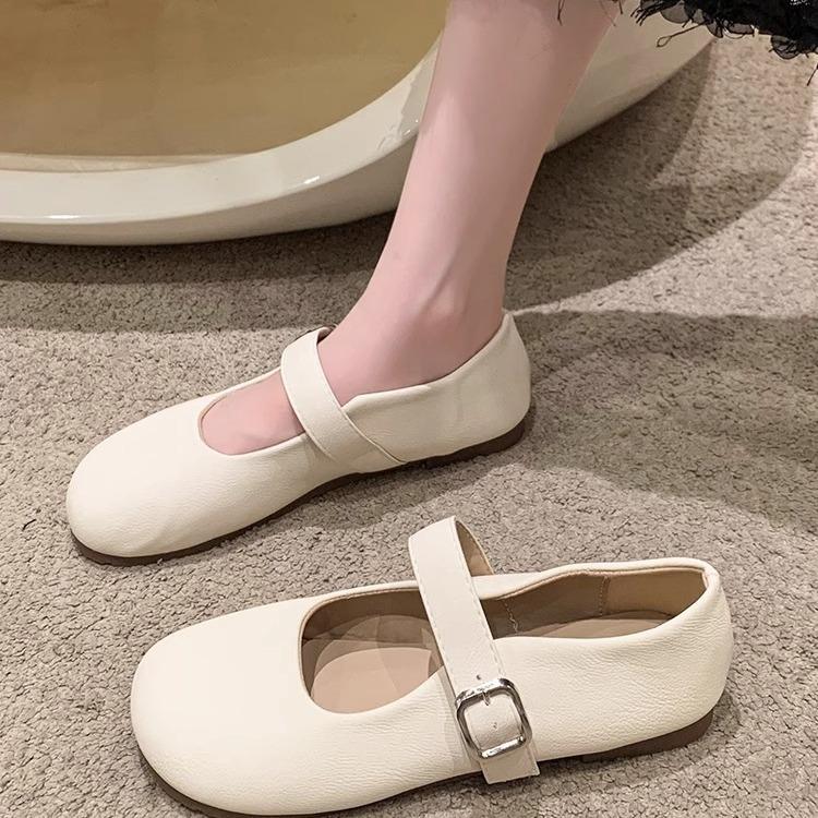 Mary Jane Shoes Women's Flat Shoes Spring and Autumn 2025 New Shallow Mouth Grandma Shoes Gentle Wind with Skirt Small Leather Shoes