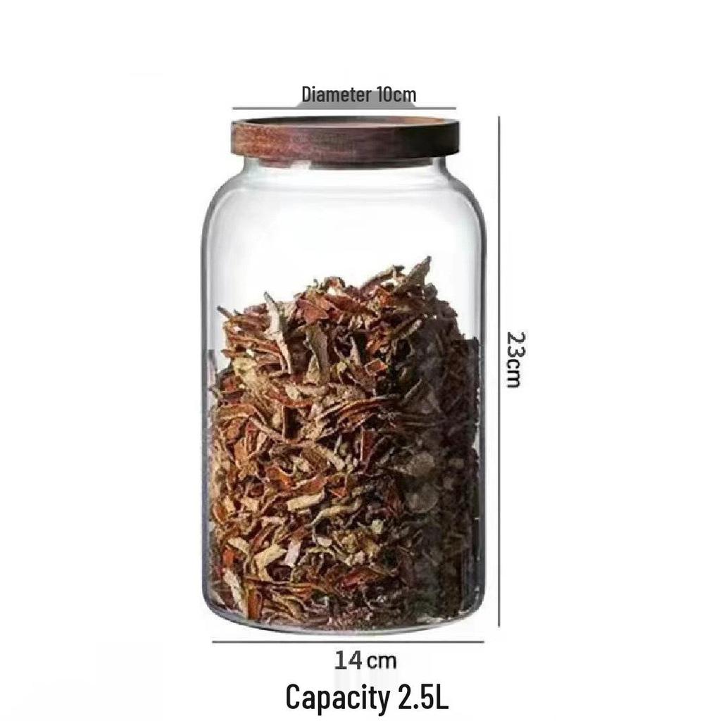 Large Capacity Coffee & Grain Storage Jar with Acacia Lid, High Borosilicate Glass 