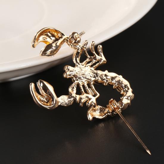 Women Fashion Animal Scorpion Crystal Rhinestone Scarf Brooch Pin Party Jewelry
