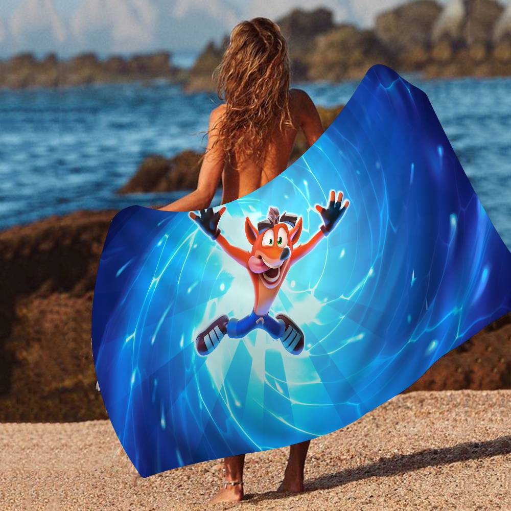Game Crash-Bandicoot Beach Towel Colorful Bath Towels For Girl Microfiber Quick Dry Custom Sand Free Beach Yoga Spa Gym Pool