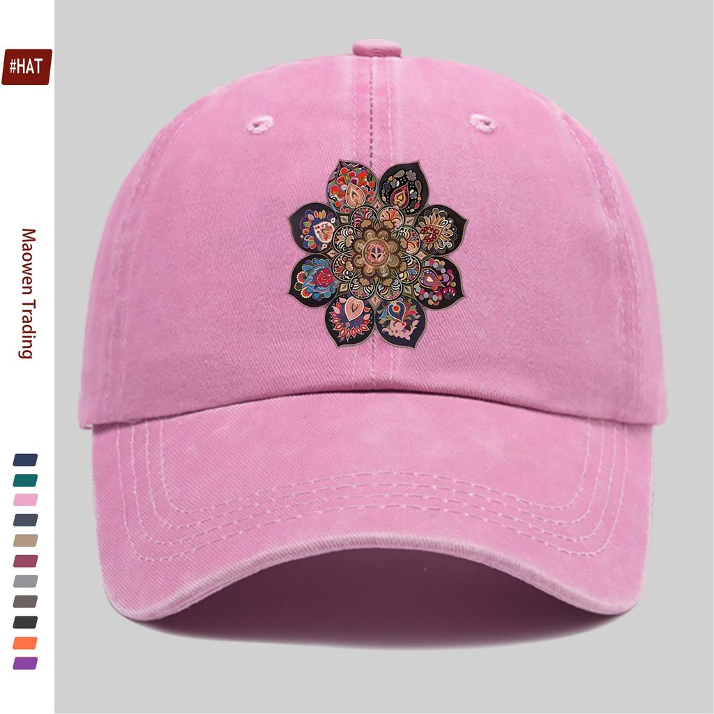 Pc Vintage Paisley Mandala Print Baseball Cap for Women  Men  Adjustable Trucker Hat with Buckle Strap Lightweight Suitable