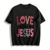 Love Like Jesus Graphic Tee Heart Leopard Plaid Print Christian Top Pure Cotton T-shirt