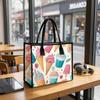 Cute Summer Ice Cream Print Tote Bag Fashion Casual Portable Shopping Handbag for Daily Use