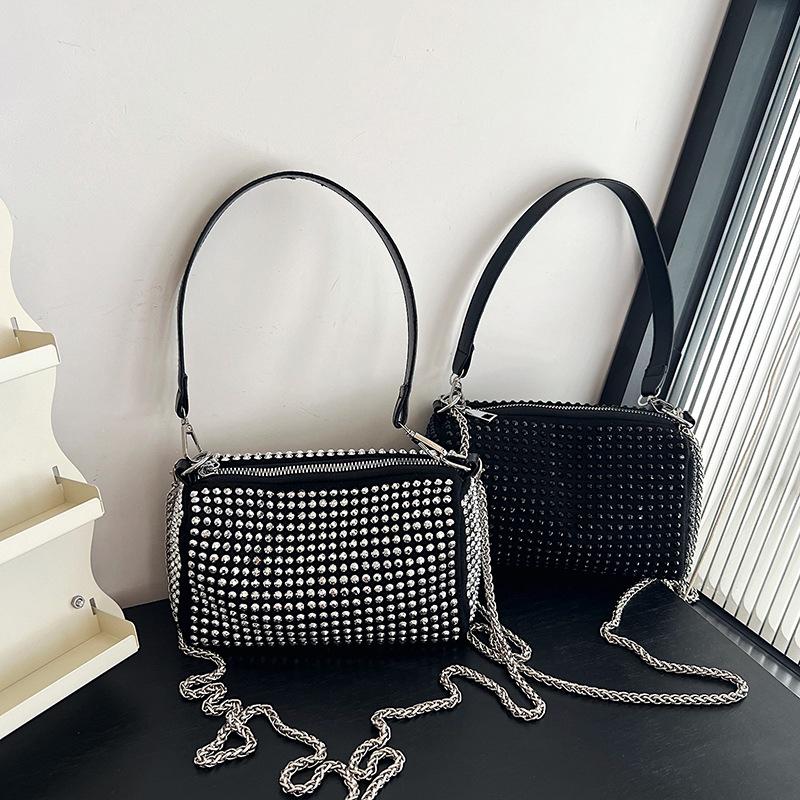 Rhinestone Luxury Evening Bag Ladies Cylinder Diamond Crossbody Bag Party Fashion Handbag Designer Shoulder Bag