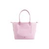 Longchamp Le Pliage Green Solid Color Embroidered Logo Snap Flap Zipper Closure Tote Bag Women Tote Bags Pink 1899919P75