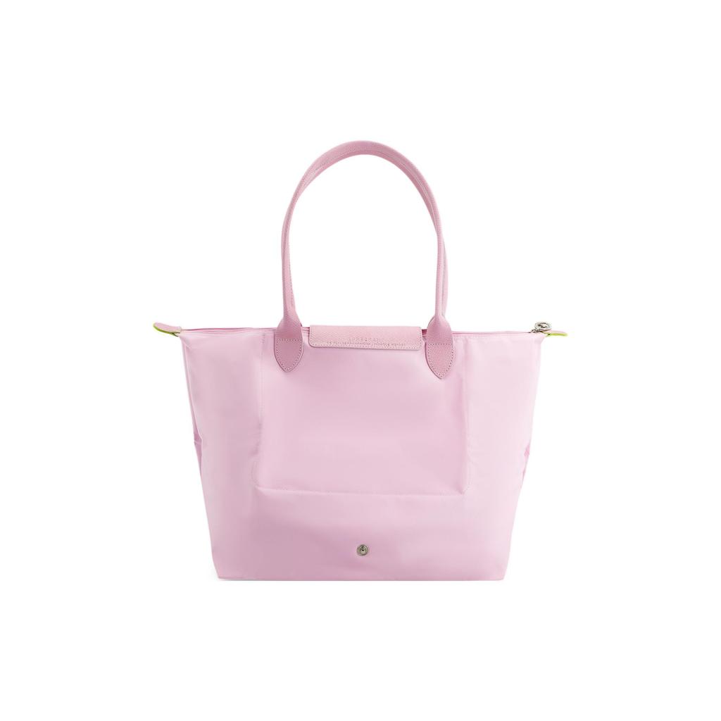 Longchamp Le Pliage Green Solid Color Embroidered Logo Snap Flap Zipper Closure Tote Bag Women Tote Bags Pink 1899919P75