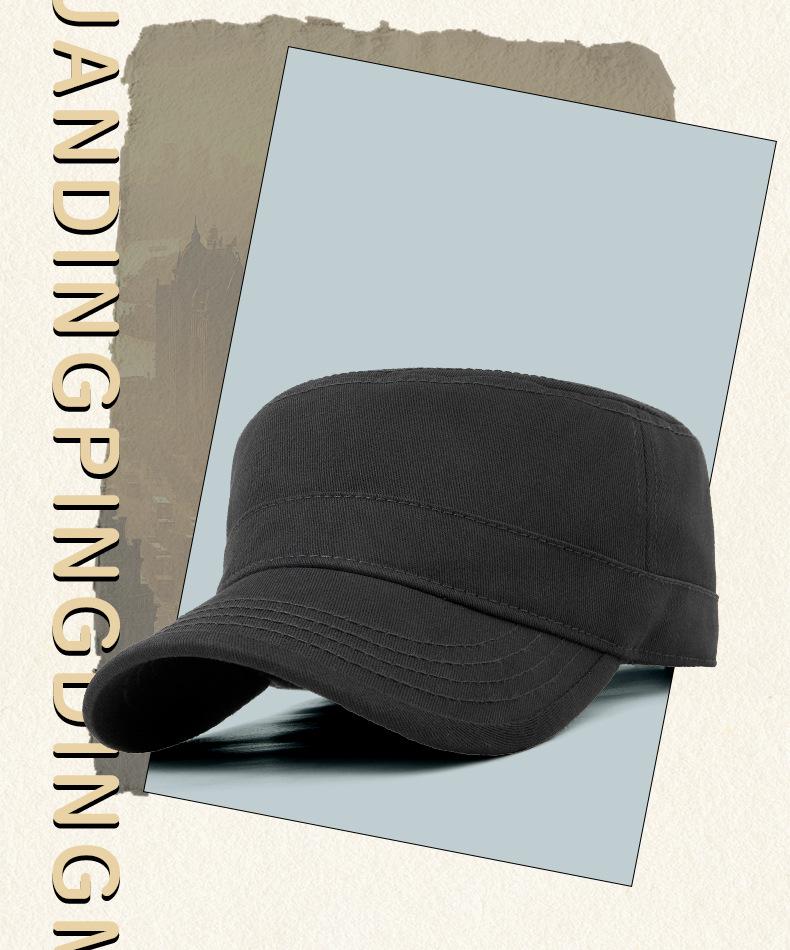 Cappello Piatto da Uomo Taglia Forte in Cotone - Berretto Militare Stile Coreano per Anziani, Versatile Protezione Solare da Esterno.