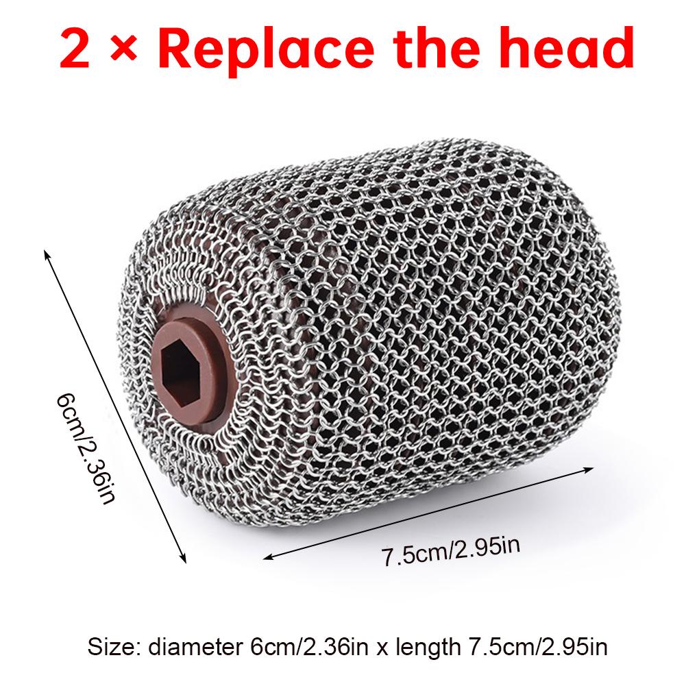 New Electric Roller Grill Brush w/ LED Light StainlessSteel Bristle-Free Cleaner Brush Repalceable Brush Head USB BBQ Clean Tool