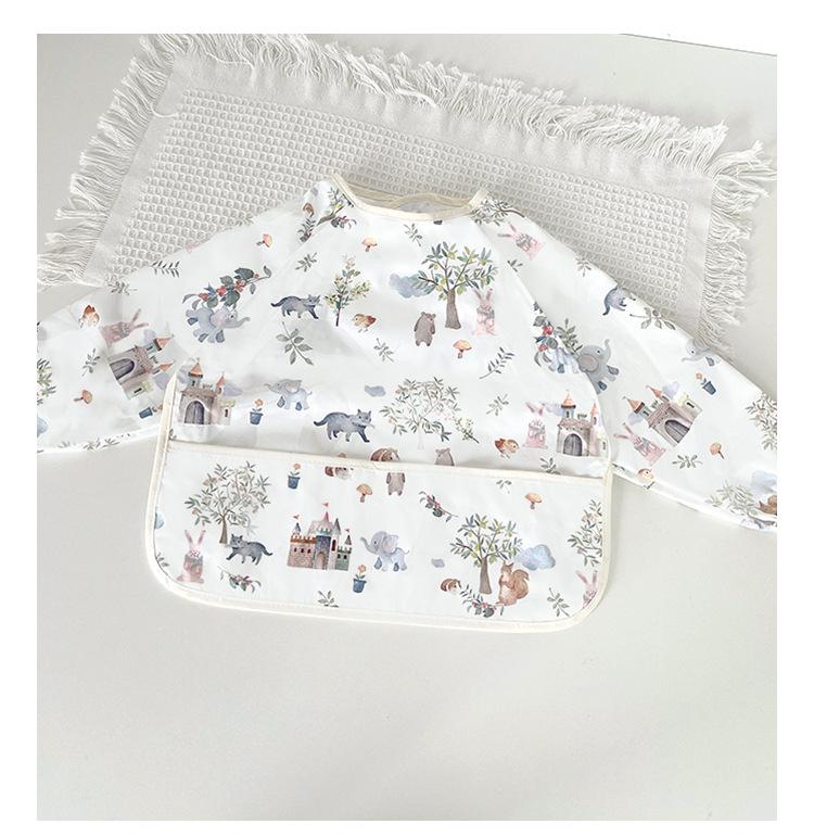 Waterproof Long Sleeve Baby Bib - Oil-Proof, Cotton Coverall for All Seasons.