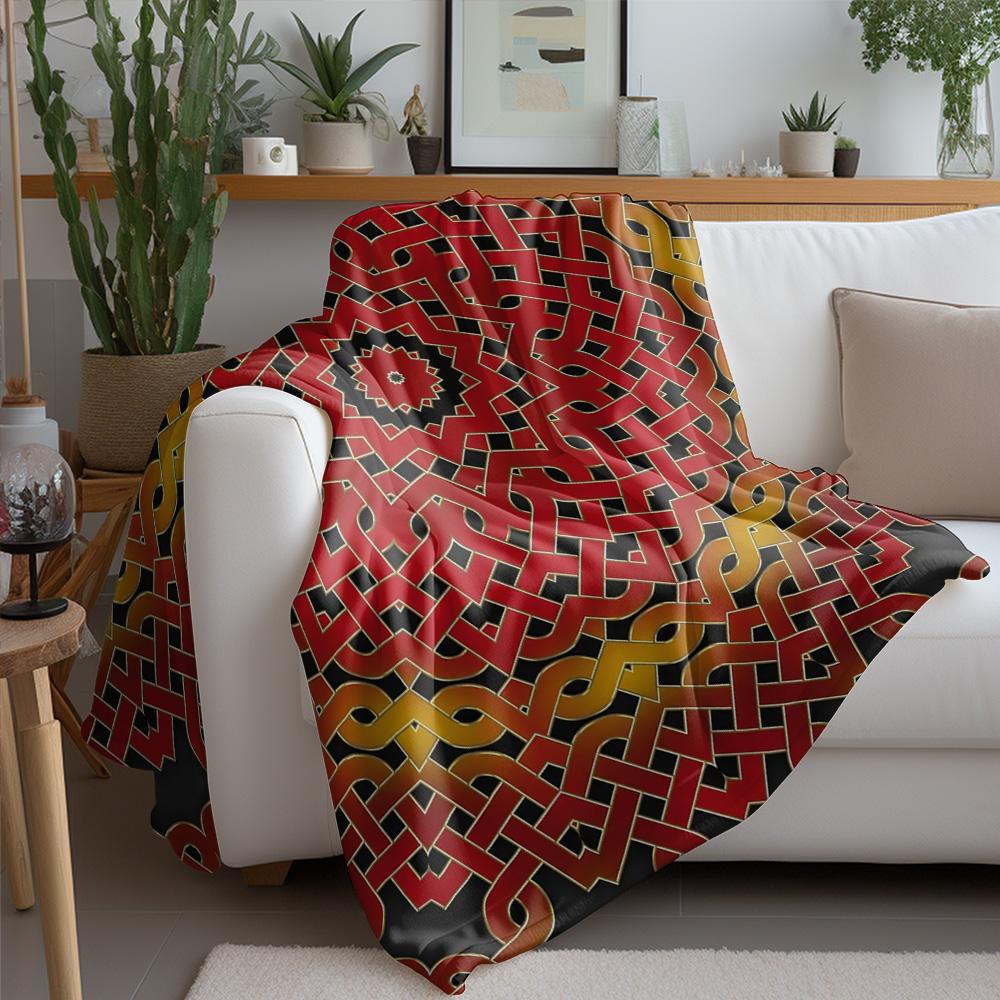 Bohemian geometric patterns Flannel printed blanket suitable for all seasons suitable for living room office sofa and travel