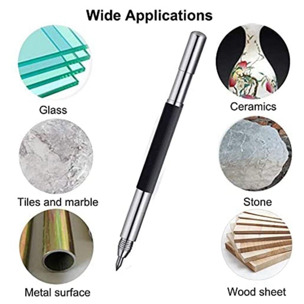 

Silver Metal Scribe Pen Double-headed Ceramics Glass Engraving Pen Scribing Pen Construction