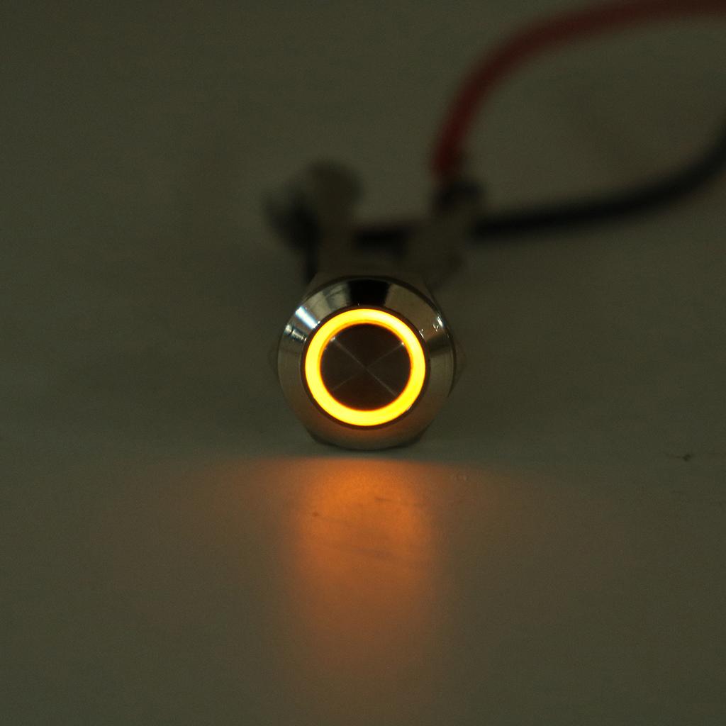 12mm LED Push Button Switch 12V 4Pin Silver Momentary Self-Locking Switches Waterproof