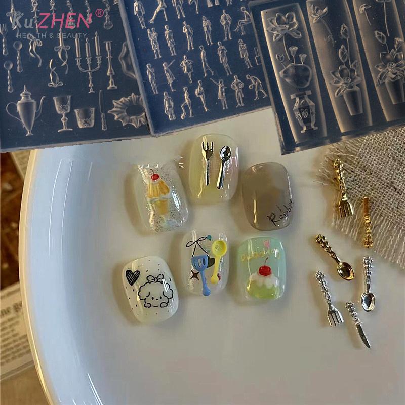 1Pc Nail Art Soft Silicone Flower Relief Mold 3d Carving Curved Template Tools Art Supplies Nail Art Charms Accessorie For Salon