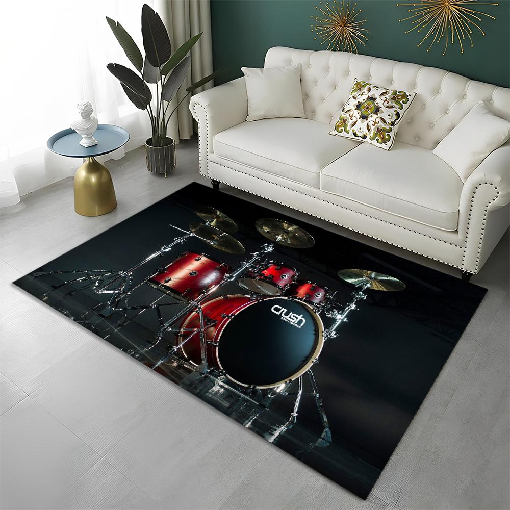 Music Instruments Drum Kit  Drum Set Carpet Rug for Home Living Room Bedroom Sofa Doormat Decor,kids Area Rug Non-slip Floor Mat