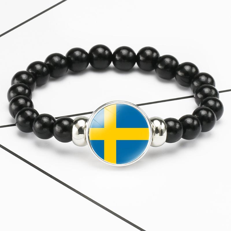 287 Länder Nationalflagge Druckknopf Elastisches Band Perlen Länderflagge Unabhängigkeitstag Perlen Schmuck Perlenarmband