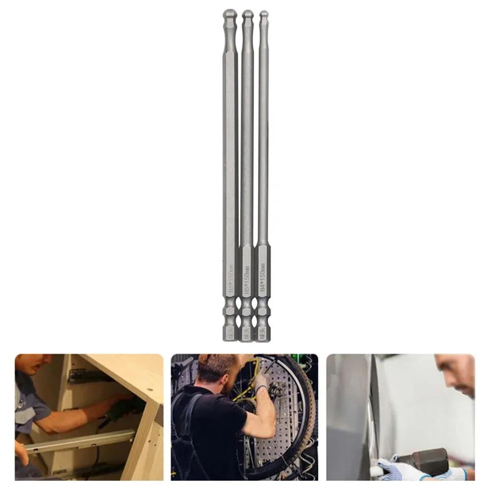 1pc 111mm Ball End Hex Screwdriver Bit Metric Hex Bit Long Magnetic Driver Bit H1 H1 H6 For Automotive Household Manufacturing