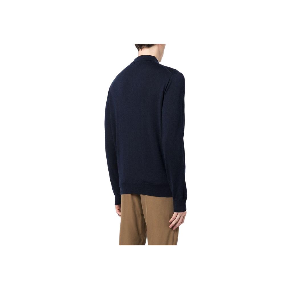Polo Ralph Lauren Maglia Polo a Manica Lunga Monocolore Ricamata con Logo Uomo top Blu 710876852-003