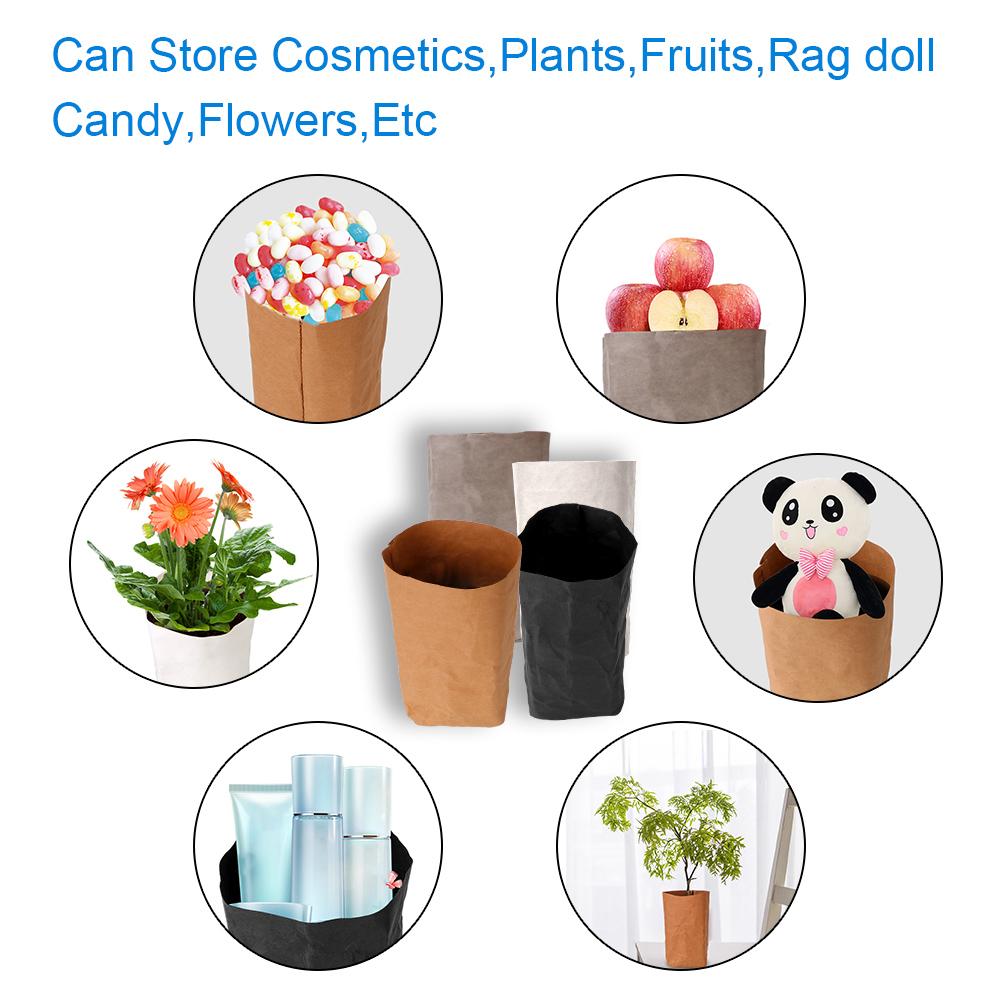 Creative Desktop Plant Bag Cosmetic Storage Bag Kraft Paper Flower Pot Reuseable