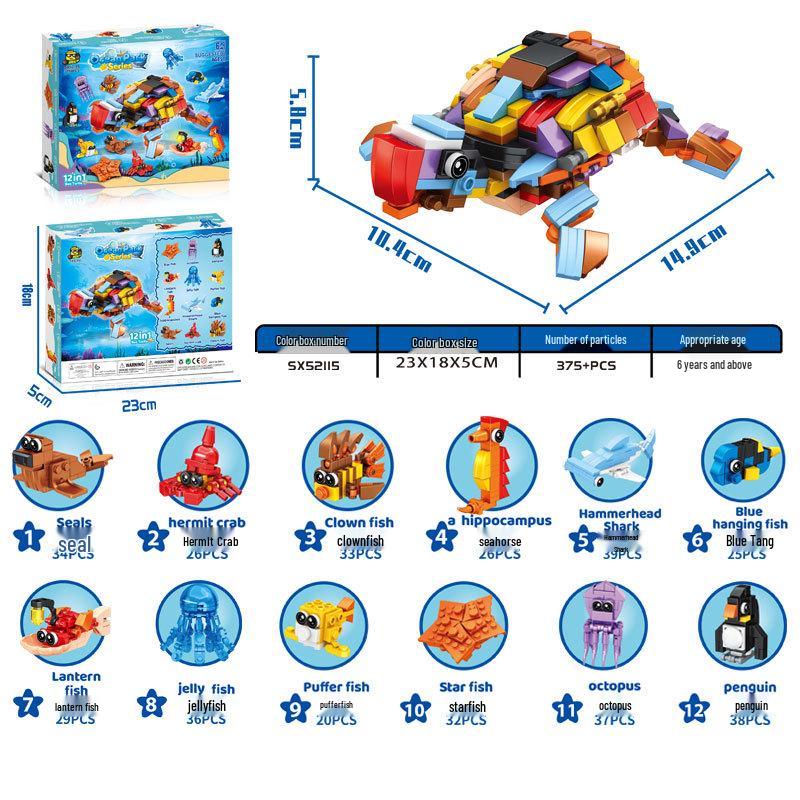 Cross-Border Compatible Lego Insect & Marine Animal Building Blocks Set