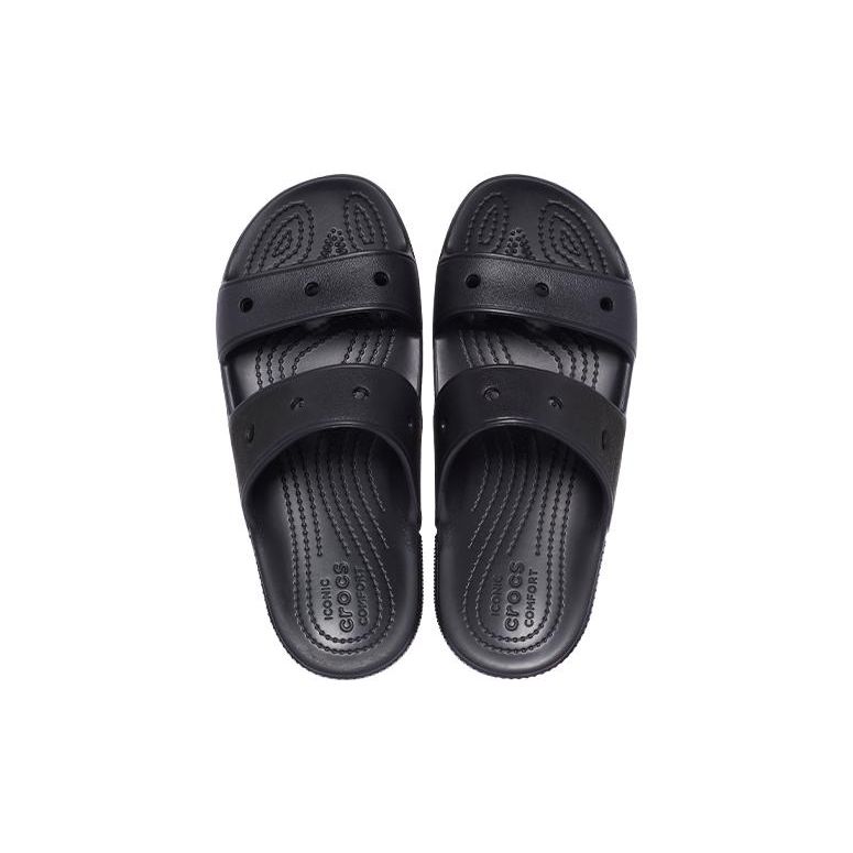 Crocs Classic Double Band Slide Sandals Black Unisex Sneakers 206761-001