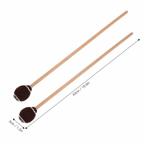Marimba Mallets, 1 Pair, Lightweight, Easy to Play, Smooth, Sturdy and Durable, Percussion Instrument (Brown Headwood)
