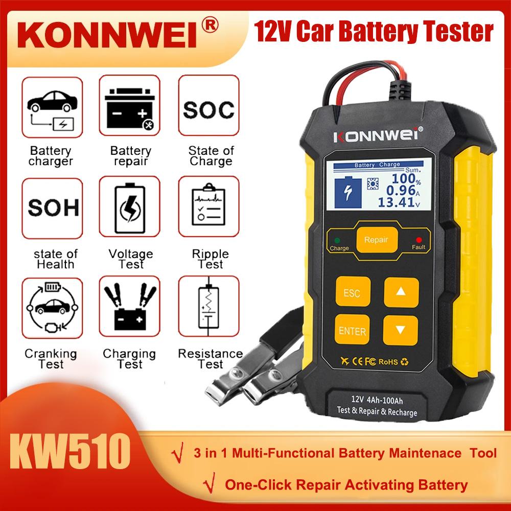 

Автомобильное зарядное устройство KONNWEI KW510, тестер аккумуляторов 12 В, 5А, зарядное устройство для гелевых аккумуляторов, Power Bank Pulse AGM, влажные, сухие, свинцово-кислотные инструменты для авторемонта чёрный