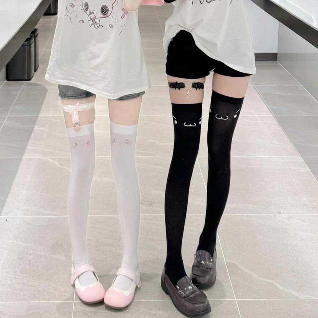 Cute Printed Socks Long Tube Knee Socks Jk Thigh Socks Japanese Two-Dimensional Black Stockings High Tube Socks