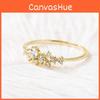 Stunning 18k Gold Plated Floral Ring Featuring Sparkling Diamonds In Multiple Sizes