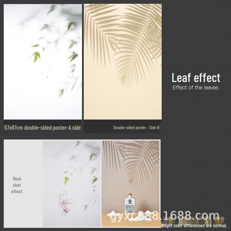 3D Double-Sided Photography Backdrop with Tree Shadows, Blue Sky, and White Clouds for Still Life, Food, and Makeup Photography.
