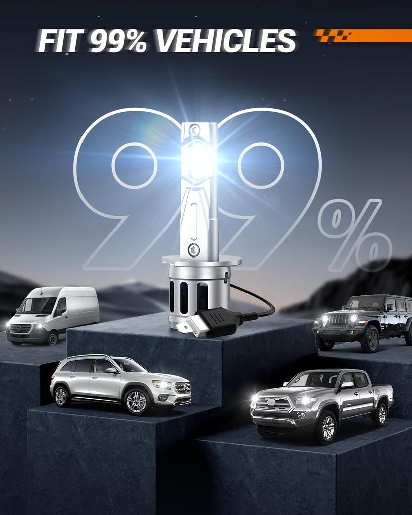 SEALIGHT H1 Led Headlight Car Light Vehicle Inspection Compatible 6500K H4led High Brightness Mini Size Up Chip with Fan Built In Canceller 40W HB2 2