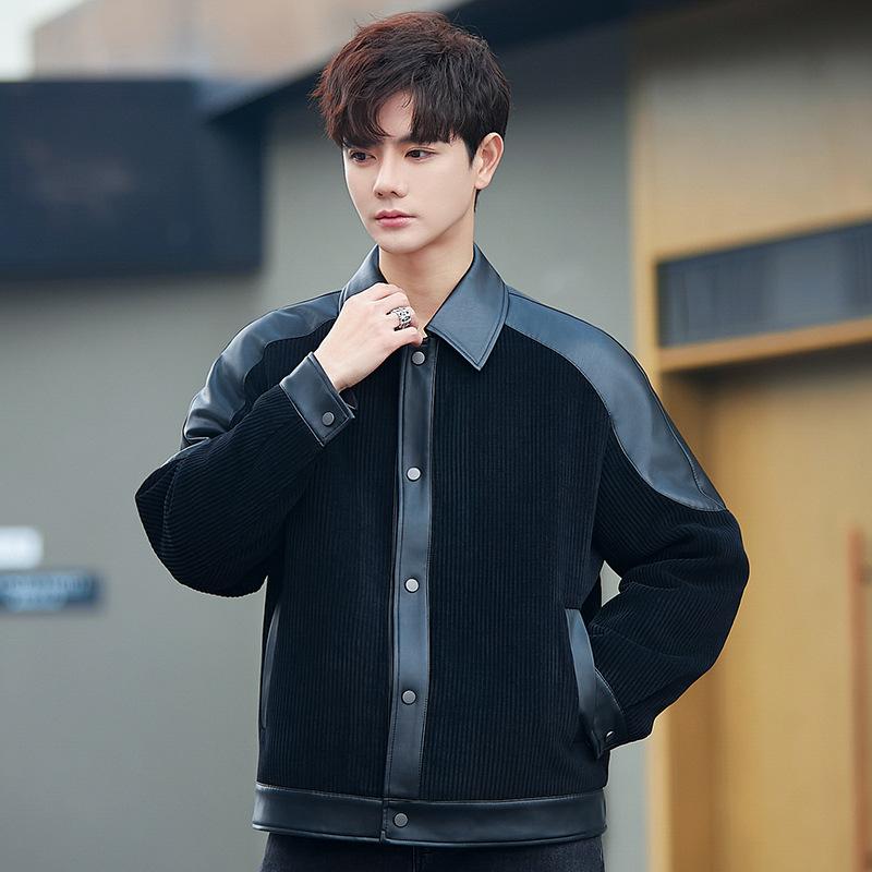 

Кожаная куртка мужская куртка весна и осень High Sense Ruffian красивая деловая повседневная Универсальная куртка 3XL чёрный