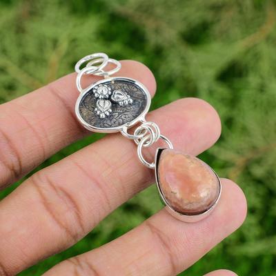 Thanks Giving Day Deal Pear Rhodochrosite Stone Bezel Pendant Jewelry 925 Silver
