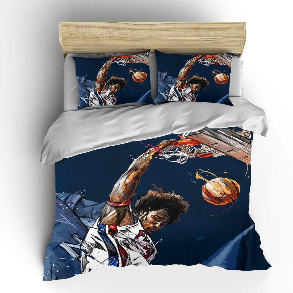 Basketball Star Shooting Animationr Duvet Cover Pillowcase Bedding Collection Single Twin Full Size For Kids Adults Bedroom King Cover