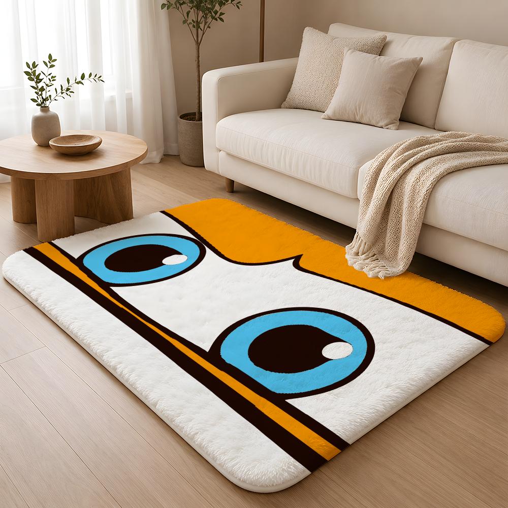 Colorful Big Eyes Floor Mat Flannel Rug Non Slip Absorbent Soft Washable For Entryway Hallway Bathroom Kitchen Decor
