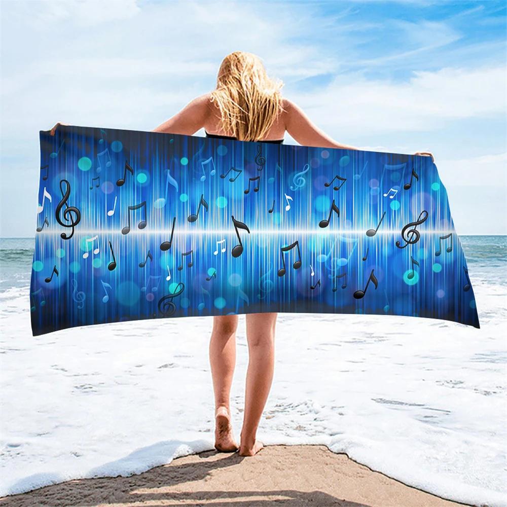 Melodic Piano Bath Towel - Musical Notes Design, Soft Absorbent, Perfect for Music Lovers, Adds Harmony To Your Beach Days