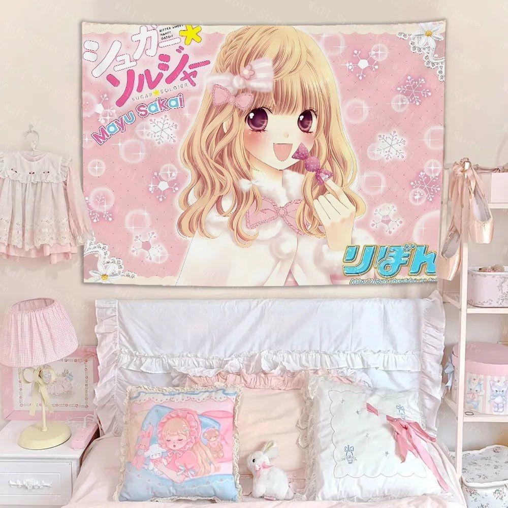 Manga girls heart Japanesestyle cute tapestry atmosphere decoration of the bedroomTapestry Bedside Tapestry Bathroom Tapestry