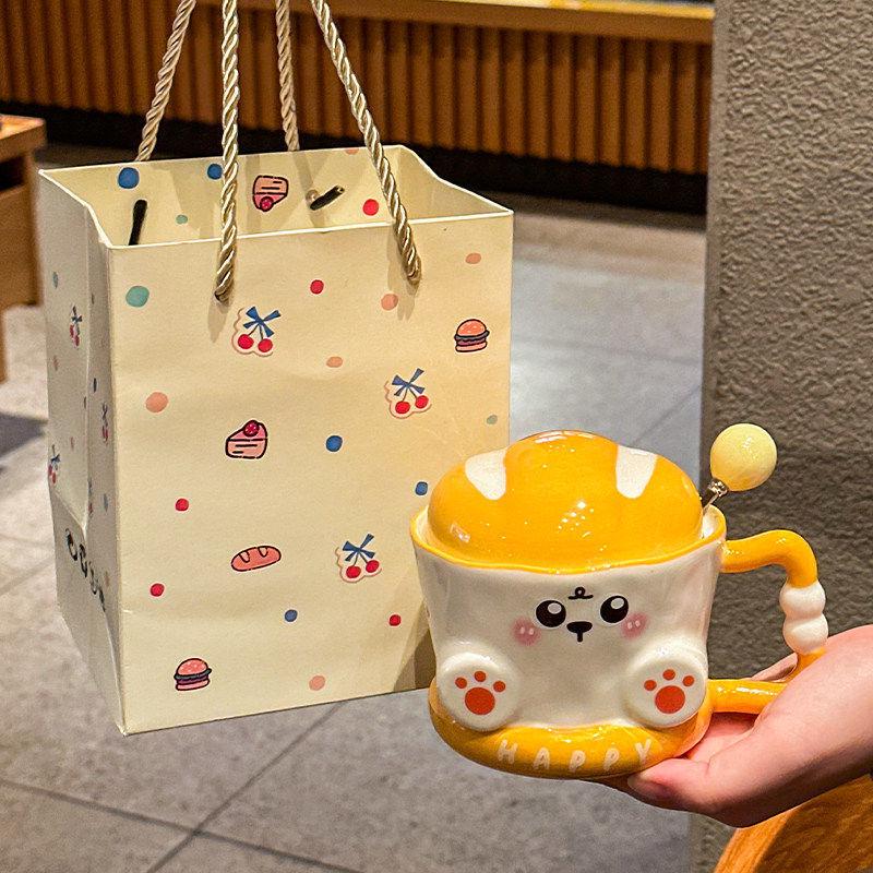 Cute Bread Ceramic Mug: Practical Souvenir for Boys & Girls with Creative Gift Box