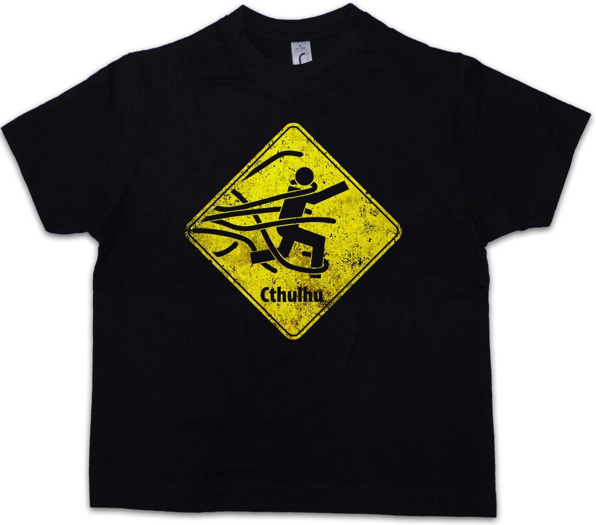 CAUTION CTHULHU SIGN Kids Boys kids boys T-Shirt Horror Arkham Lovecraft Miskatonic 110
