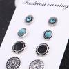 6 Pairs Vintage Bohemian Geometric Rhinestone Turquoise Earrings Set for Women