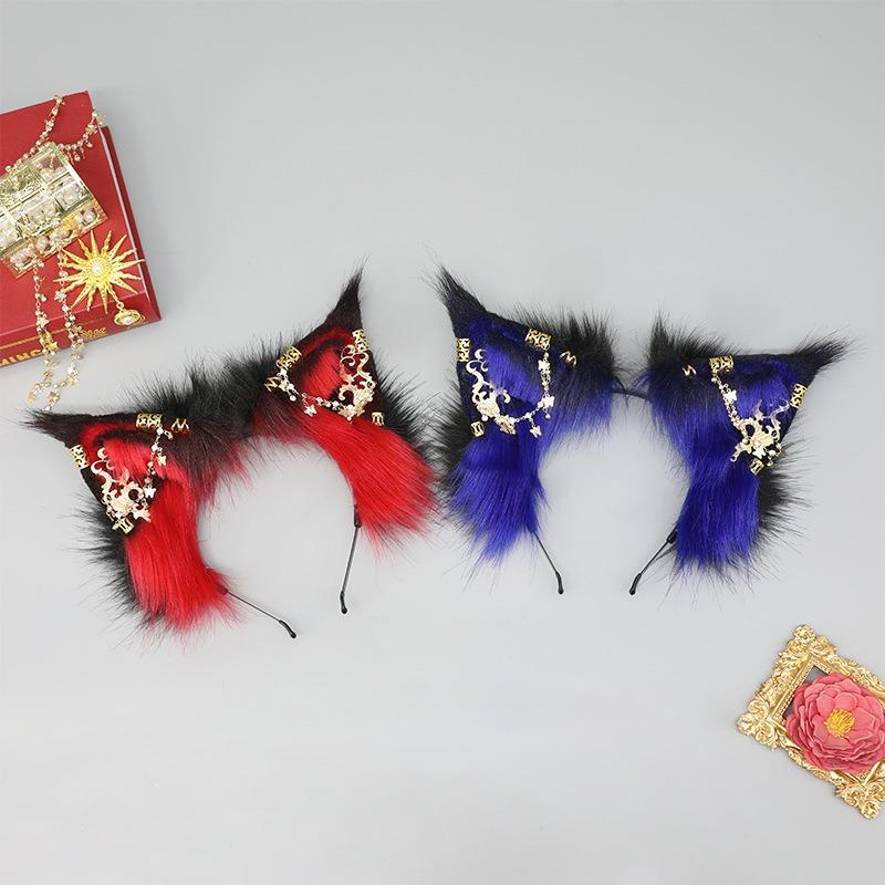 Comic show plush headgear props headband metal dark spice hair accessories cos girl wind beast ear headband